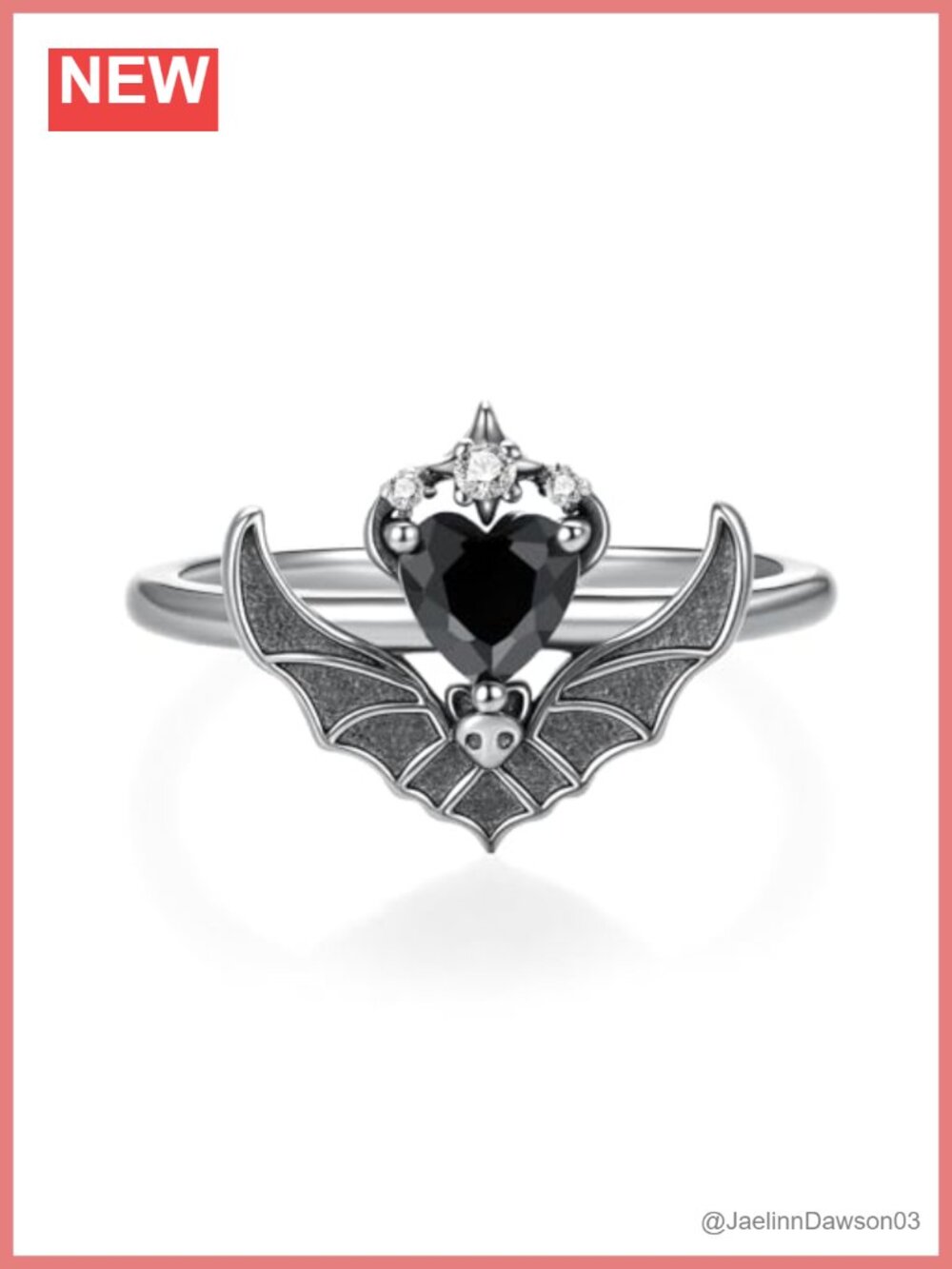 Sterling Silver Gothic Bat Ring Adjustable Statement Jewelry